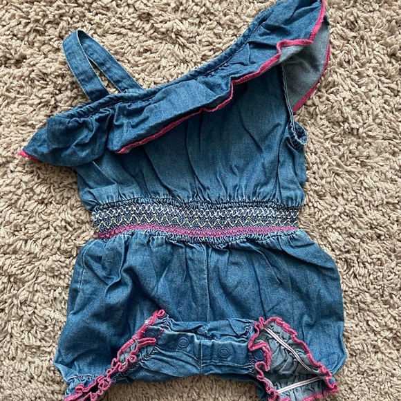 made with love by PLACE Denim Blue One Shoulder Ruffle Detailed One Piece Outfit - Picture 2 of 2